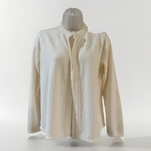 Designers Original Women Sweater Cardigan M Acrylic 100% Velvet Trim Beaded